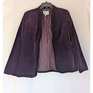 Vtg Pykettes Open Blazer Velvet Velour 100% Cotton Purple  Women's Sz 12 Japan
